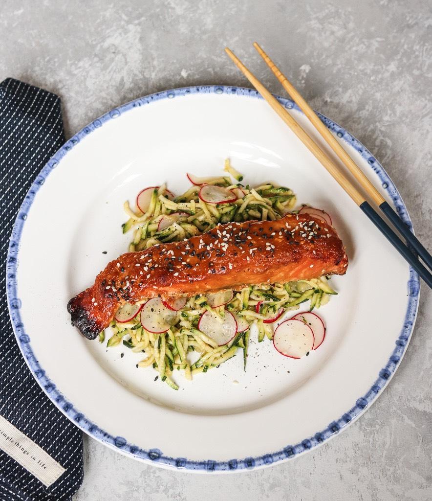Miso Salmon With Zucchini Noodles