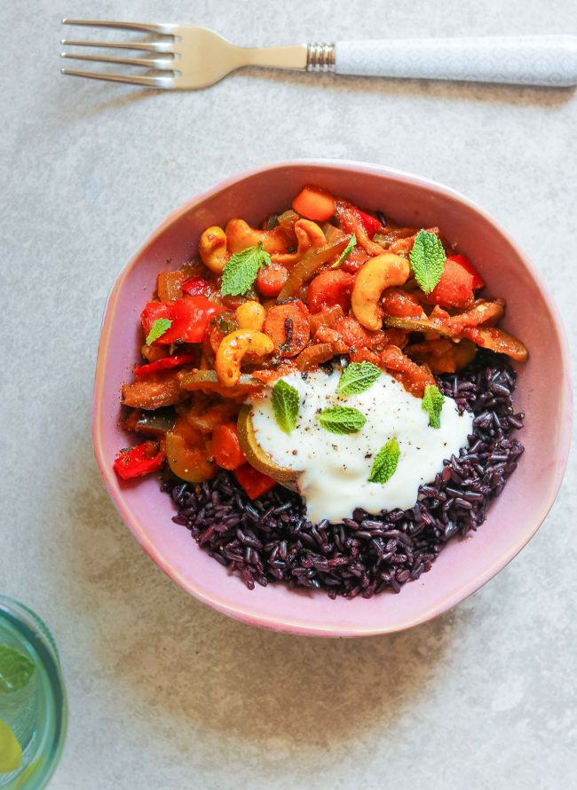 Moroccan Spiced Veg With Cashews & Black Rice